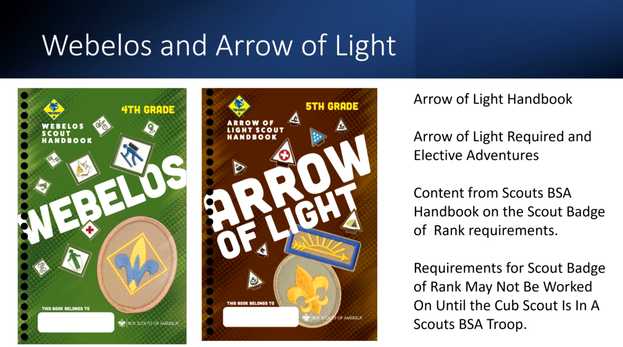 Cub Scout Program Updates 2024 - Webelos and Arrow of Light Hanbooks
