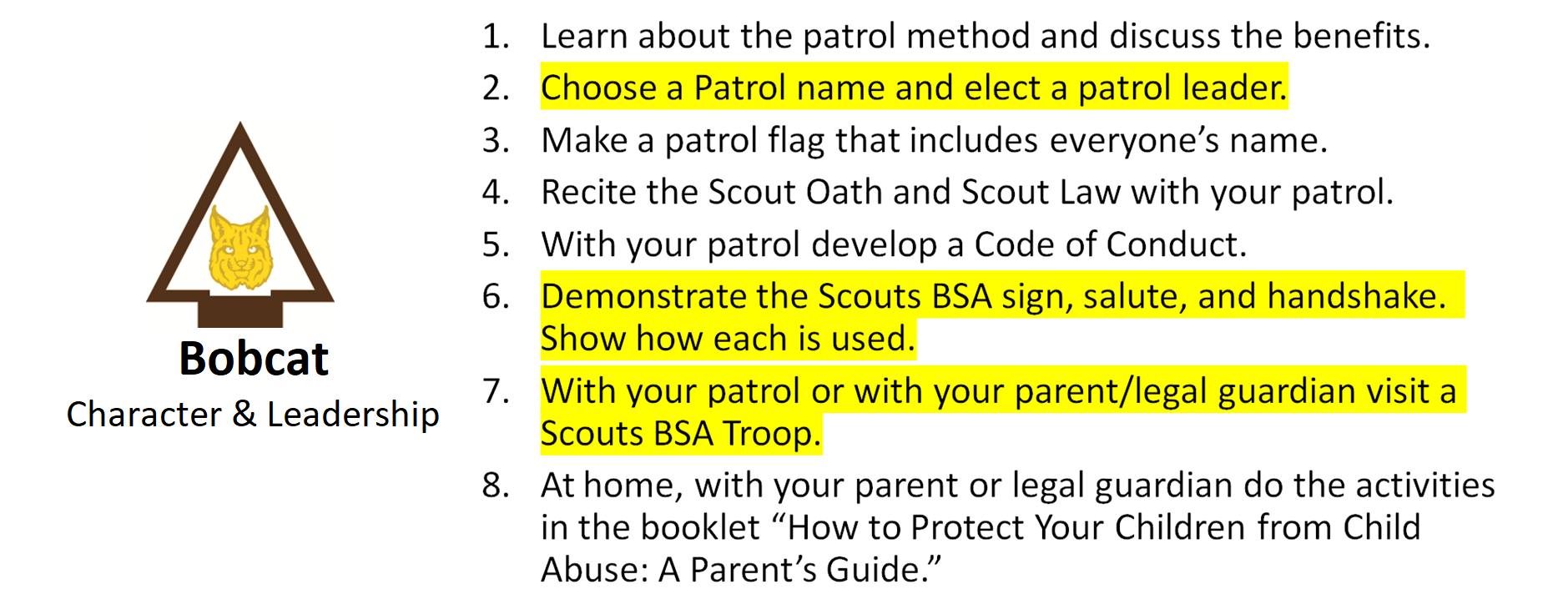 Cub Scout Program Updates 2024 - Arrow of Light Bobcat Requirements